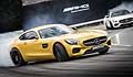 Mercedes AMG GT test drive in Brooklands Circuit in Gran Britain